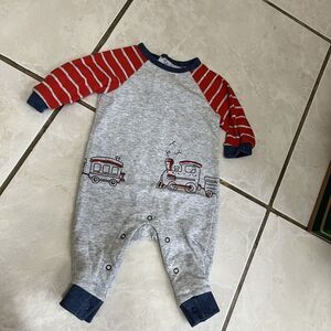 329. Little Me Gray Train Long Sleeve Footie Size 3 months